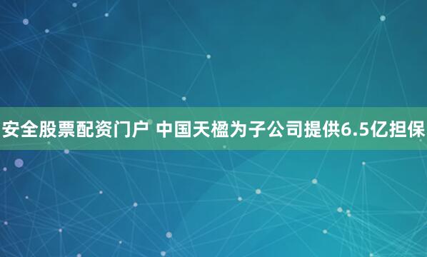 安全股票配资门户 中国天楹为子公司提供6.5亿担保
